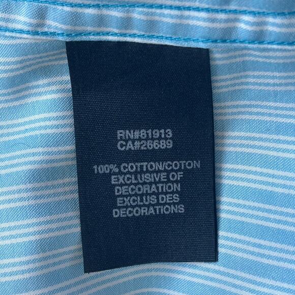 Robert Graham Mens Shirt XL Blue White Striped Flip Cuff Contrast Button Down - Picture 12 of 14